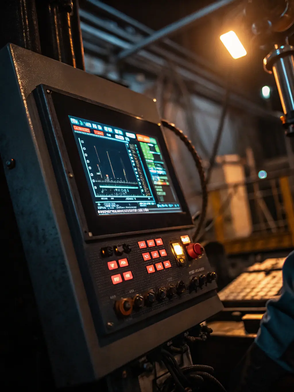 Industrial control panel with energy meters and IoT sensors installed, illustrating Reliova's Industrial & Energy Projects service.
