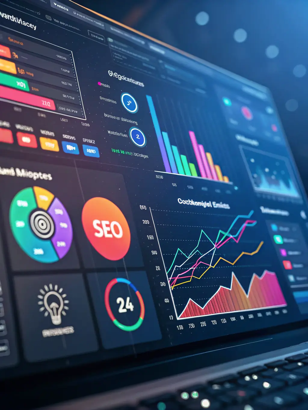 A dashboard displaying real-time IoT sensor data with cloud connectivity visuals, representing Reliova's IoT & Cloud Integration service.