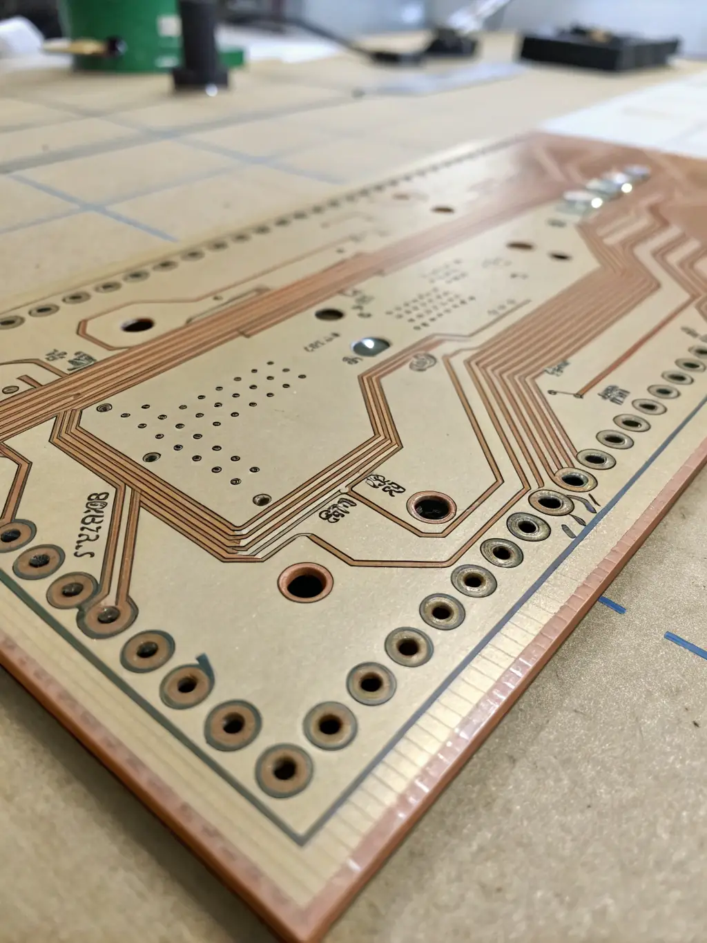 A close-up shot of a custom-designed circuit board with various electronic components, highlighting Reliova's expertise in embedded systems.